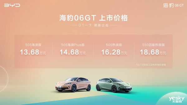比亚迪中端大杀器!海豹06 GT仅13.68万元:年轻人纯电钢炮首选