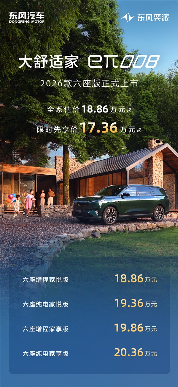 被忽视的家用实力SUV!新款东风奕派008六座版上市:17.36万起